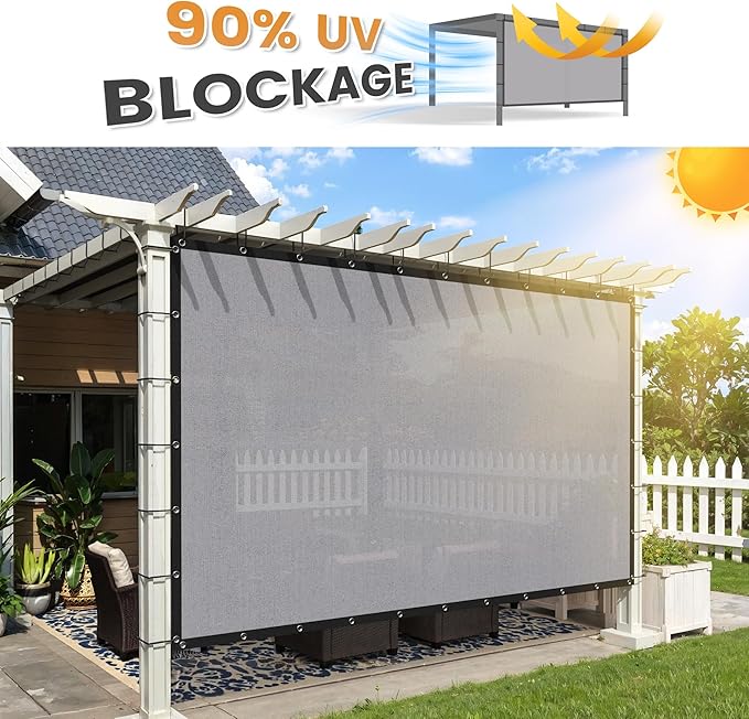 VICLLAX Shade Fabric Sun Shade Cloth with Every 2 FT Grommets for Patio Garden Pergola Cover Canopy 12x23 FT, Light Grey-VerdiqueGarden