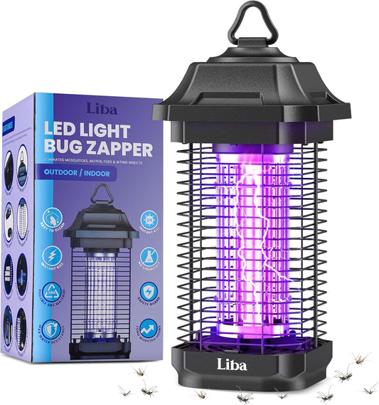 LiBa LED Bug Zapper Outdoor Indoor, Electric Mosquito Zapper Fly Trap Lamp, 10 Years Lifespan, 6.5ft Power Cord, Insect Killer Light for Home Yard Garden Patio Farm, High Voltage, IPX4 Rainproof-VerdiqueGarden