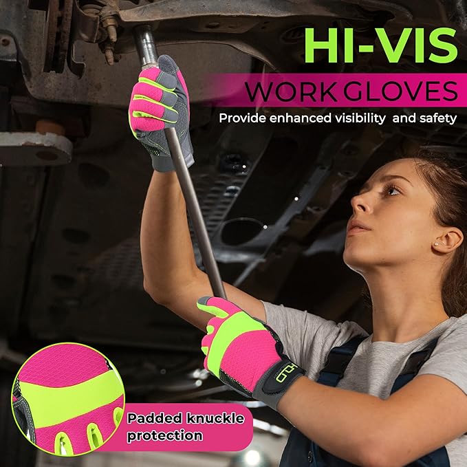 HANDLANDY Women Safety Work Gloves Utility Touch Screen Working Grip Glove for Yardwork Gardening Breathable Mechanic Gloves-VerdiqueGarden