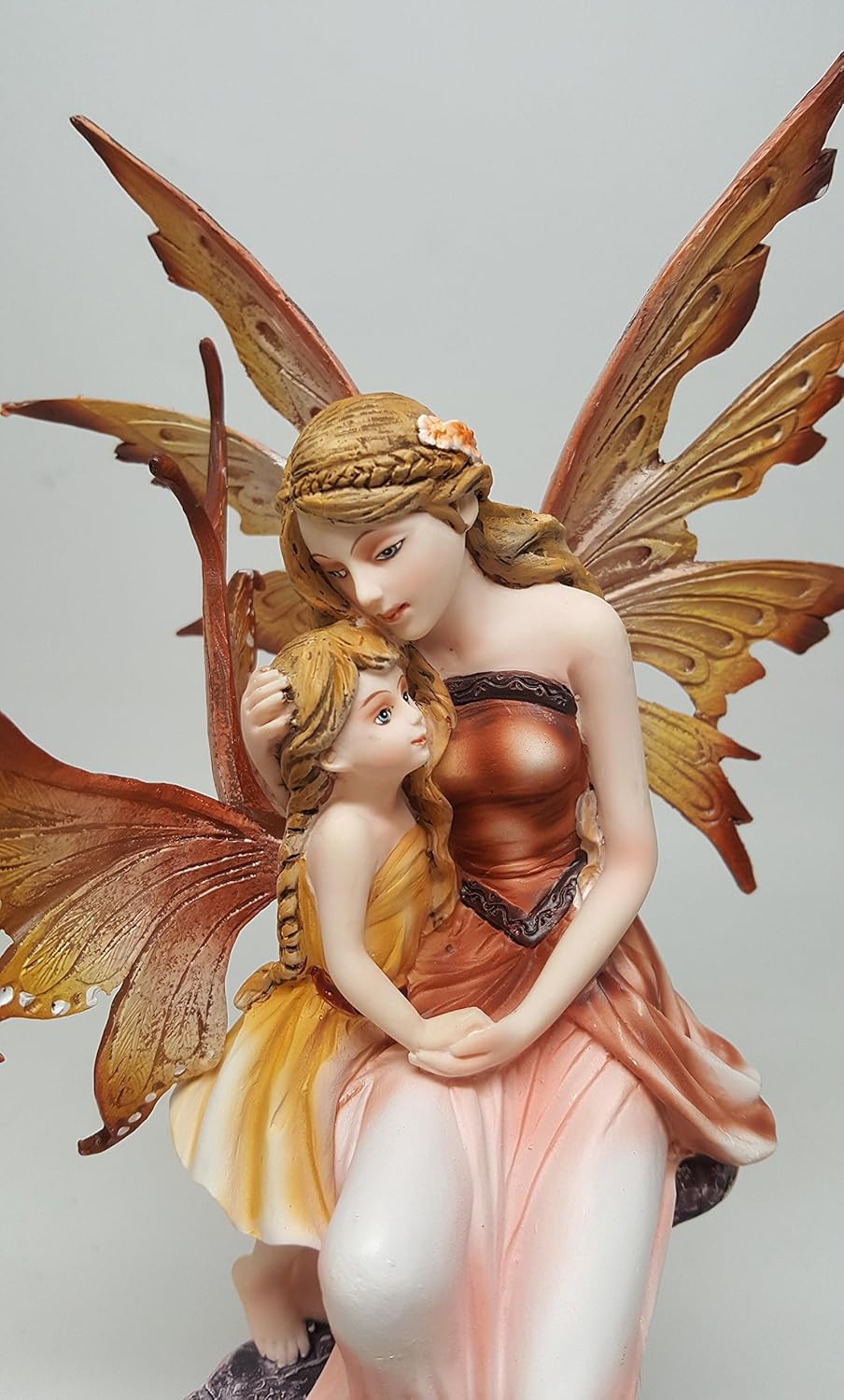 PTC 8.75 Inch Mother and Baby Orange Winged Fairy Statue Figurine-VerdiqueGarden