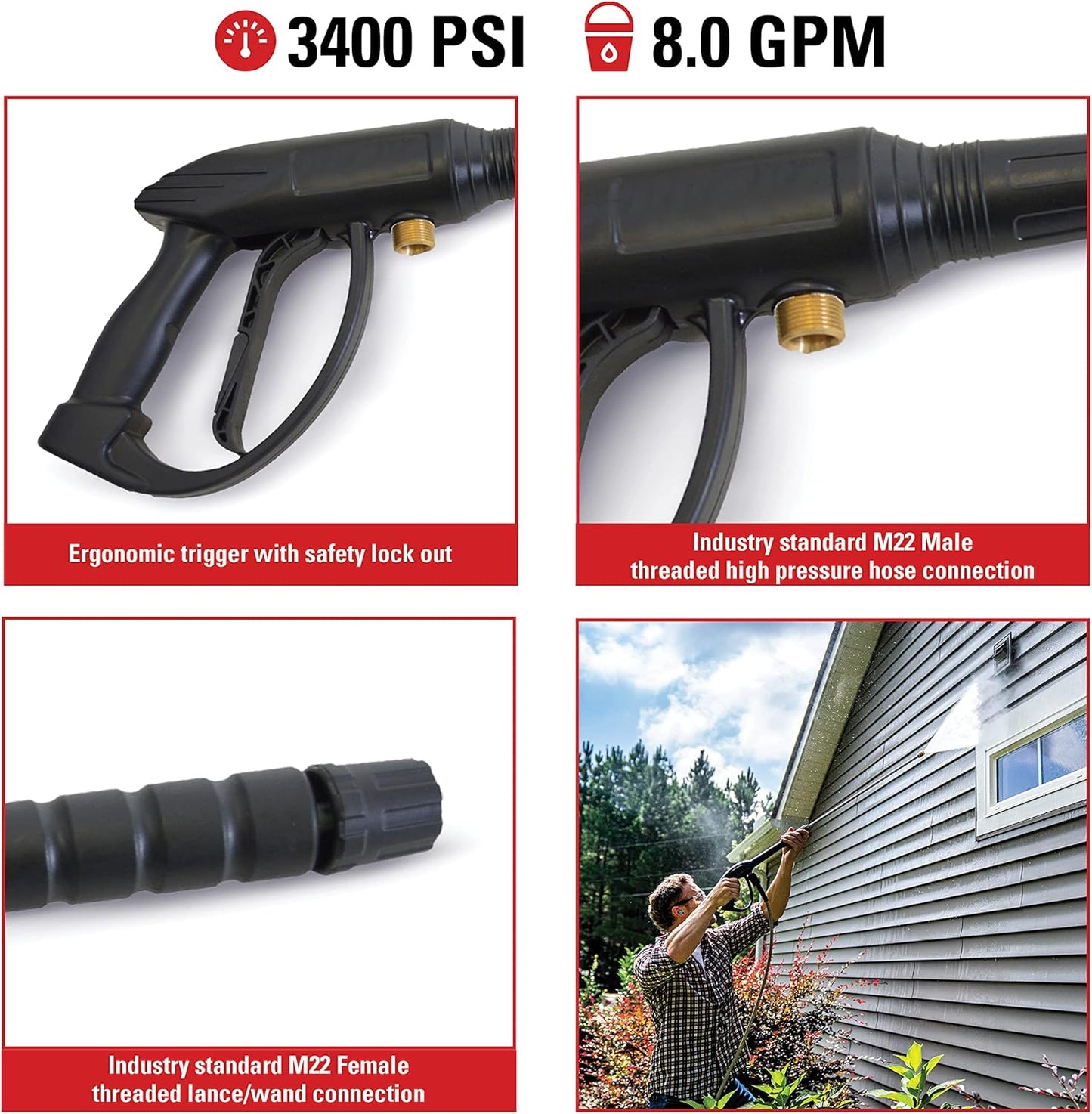 Simpson Cleaning 80147 Universal Pressure Washer Gun for Cold Water Use up to 3400 PSI-VerdiqueGarden