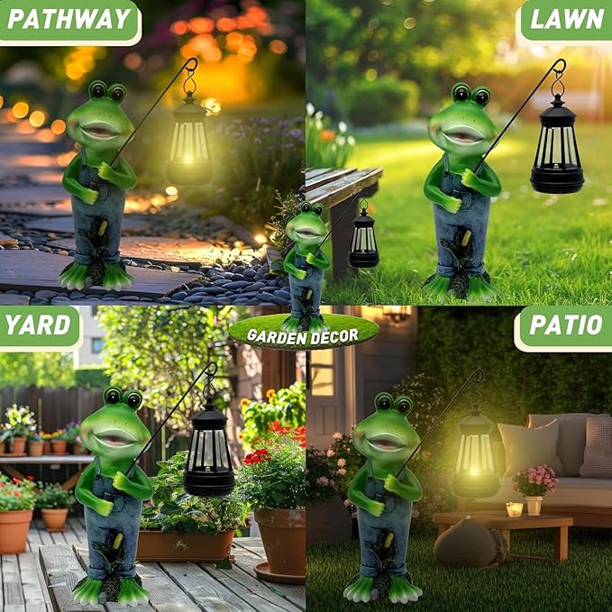 Cute Cowboy Frog Garden Statue for Mom - Unique Outdoor Decor, Waterproof Resin, Perfect for Garden, Yard, Lawn Decoration, Top-VerdiqueGarden