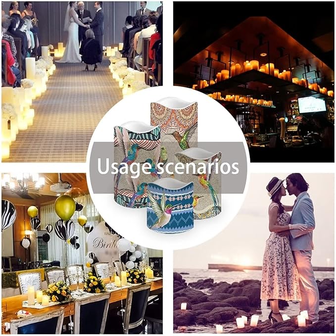 Ystardream Hummingbird Boho Flameless Candles Flicker Spring Summer Theme Decorative Decor for Wedding Date Proposal Easter Dinner Table Home Mother's Day Gift-VerdiqueGarden