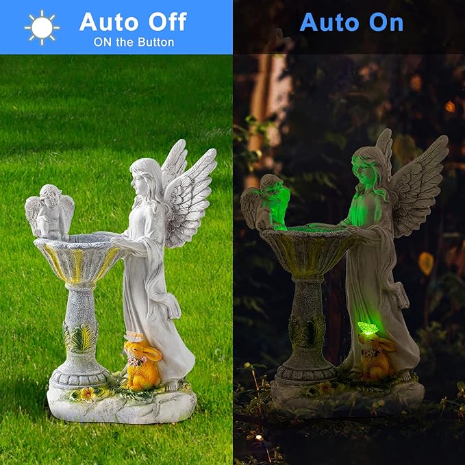 Solar Garden Statues-Angel Outdoor Statues with Color Changing Lights,Garden Sculptures & Statues,Resin Garden Statues Outdoor Clearance for Garden Decor-VerdiqueGarden