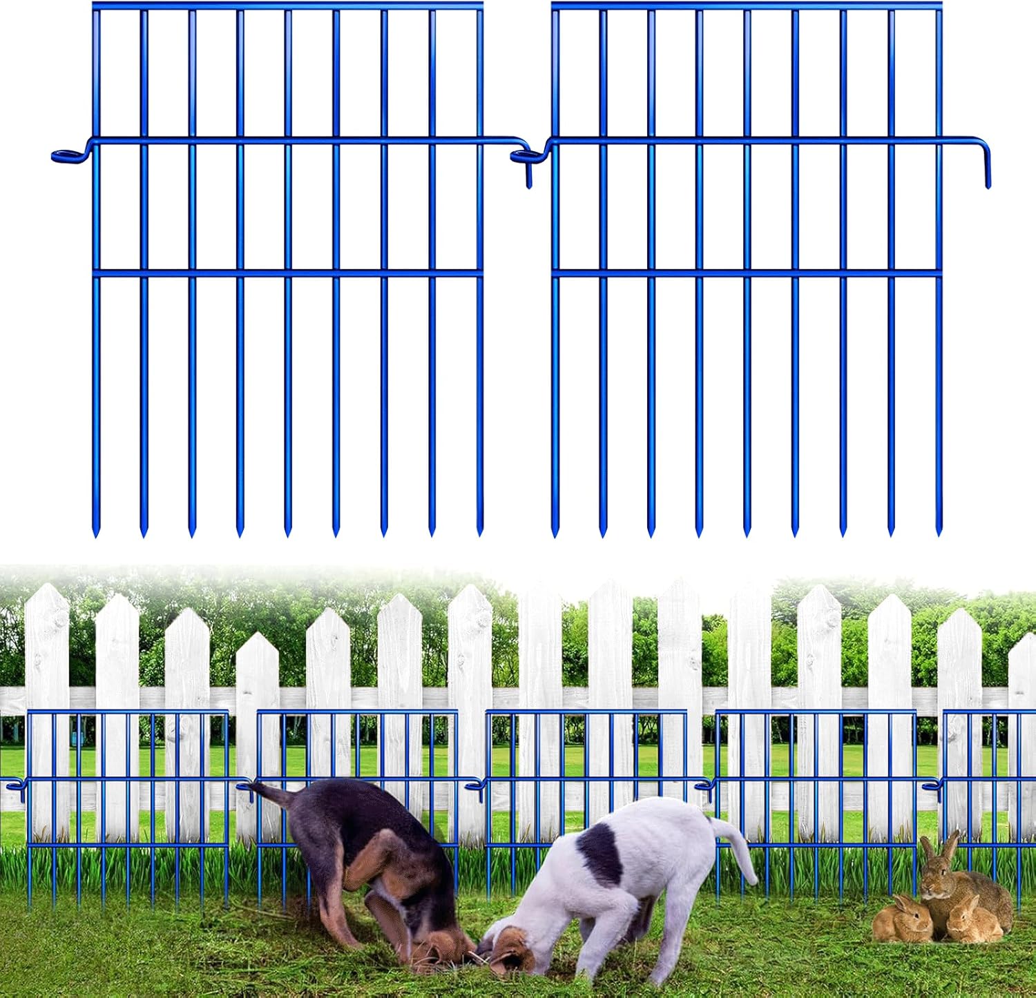 Animal Barrier Fence, 25 Panels No Dig Fences, 17in(H) X 27ft(L) Garden Fence Animal Barrier for Rabbits and Dog Under Fencing Barrier, Rustproof Metal Fences Border for Outdoor, Yard, Patio-VerdiqueGarden