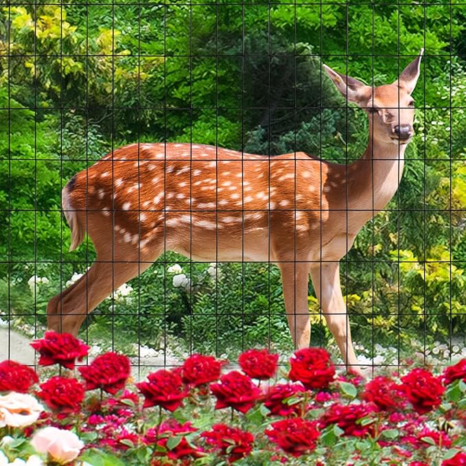 Black PVC Coated Welded Wire Fence 24 Inch x 50 Foot, 2 Inch x 4 Inch 15GA, Garden Border Fencing Roll Vinyl Coating Metal Wire Mesh Hardware Cloth for Yard Vegetable Plant Protection-VerdiqueGarden