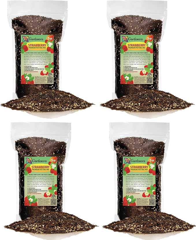 Strawberry Premium Potting Soil Mix - Ideal Blend for Growing Robust and Flavorful Strawberries - 20 Quart-VerdiqueGarden