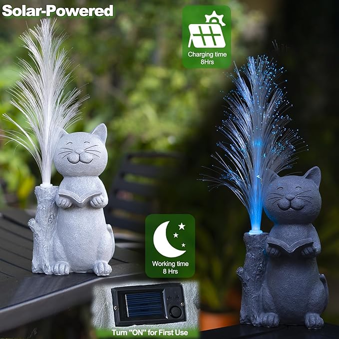 Solar Lights Garden Statue Cat-VerdiqueGarden