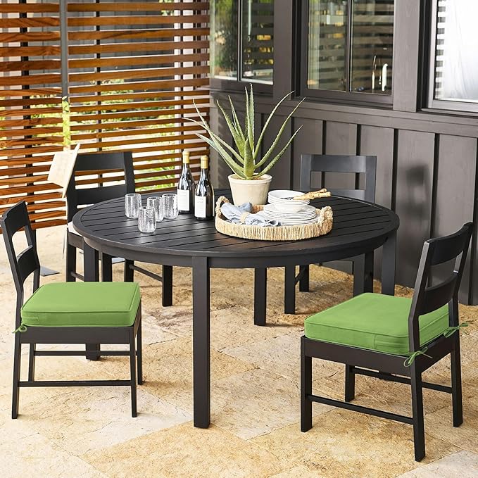 Outdoor Sunbrella Square Corner Seat Cushion, 19"x19"x3", Set of 4, Non Slip Seat Cushion Pads with Removable Cover for Patio Furniture, Garden Yard Lawn, Canvas Ginkgo-VerdiqueGarden