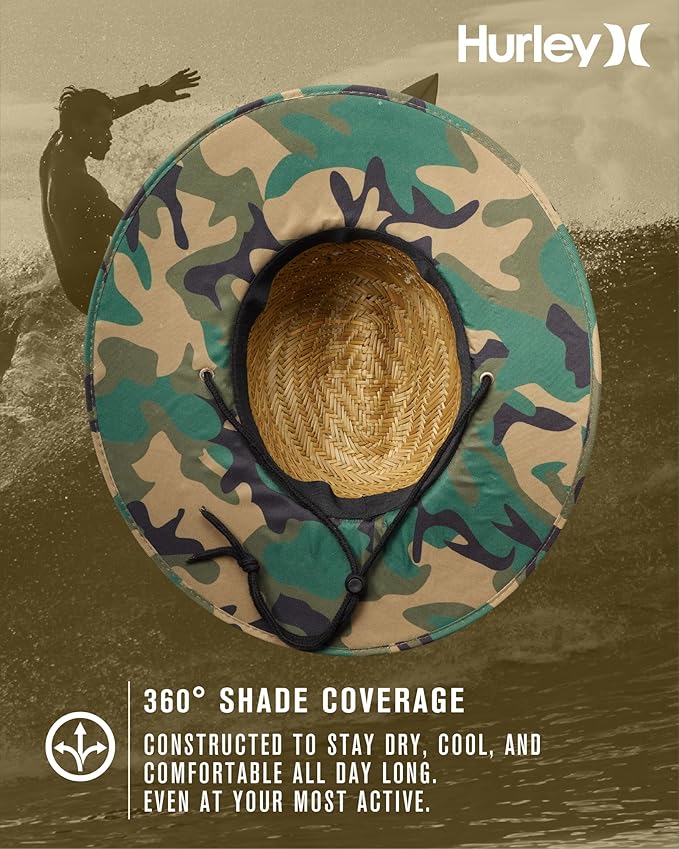 Hurley Men's Straw Hat - Bayside Lifeguard Straw Sun Hat-VerdiqueGarden