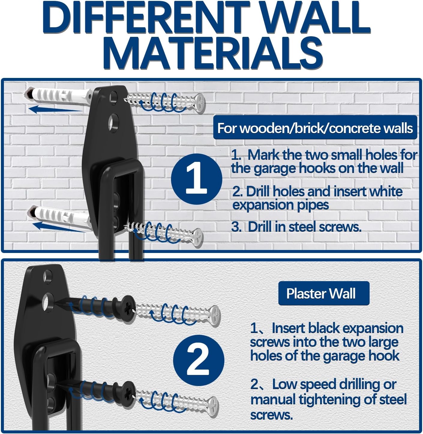 3-H Large Garden Hose Holder Wall Mount 4 Pack,Solid Steel Hose Hanger,Water Hose Holders for Outside,Perfect for Hanging Outdoor Air Hose,Ropes,Pipes,Garden Tools,Ladders,Bikes,Bulk Items(Black)-VerdiqueGarden