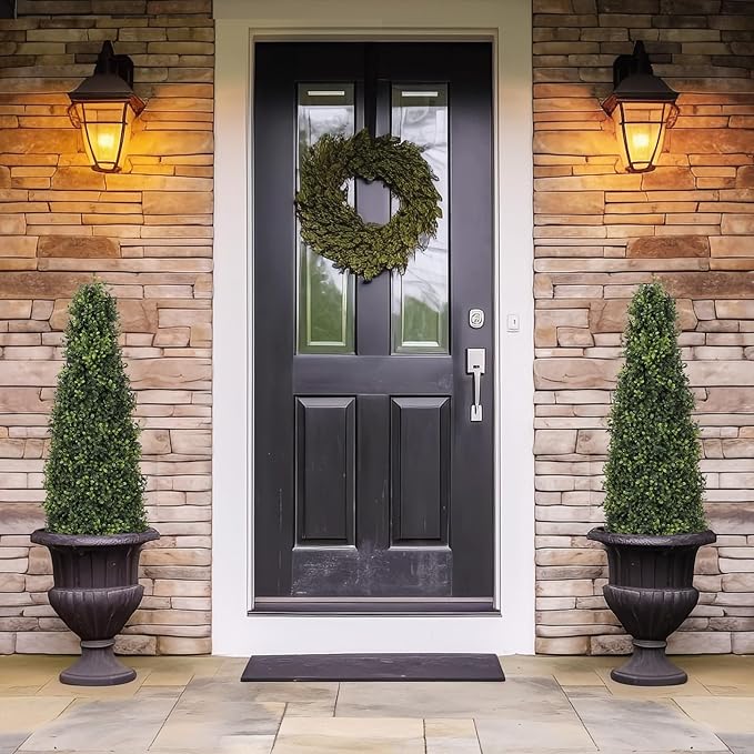 4ft Artificial Boxwood Topiary Trees (Set of 2) - UV Resistant Faux Plants Outdoor, Realistic 48in Fake Potted Bushes and Shrubs for Front Porch, Planter, Patio - Low Maintenance & Evergreen-VerdiqueGarden