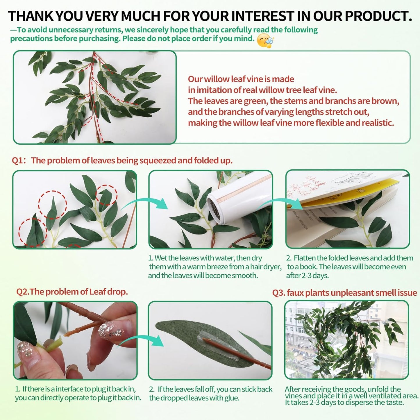 RECUTMS Artificial Willow Leaves Vine Twigs 2Pcs 5.7Ft Fake Hanging Ivy Plants Silk Green Leaf Rattan Garland Greenery Decor for Indoor Outdoor Home Wedding Arch Jungle Beach Birthday Party Garden-VerdiqueGarden