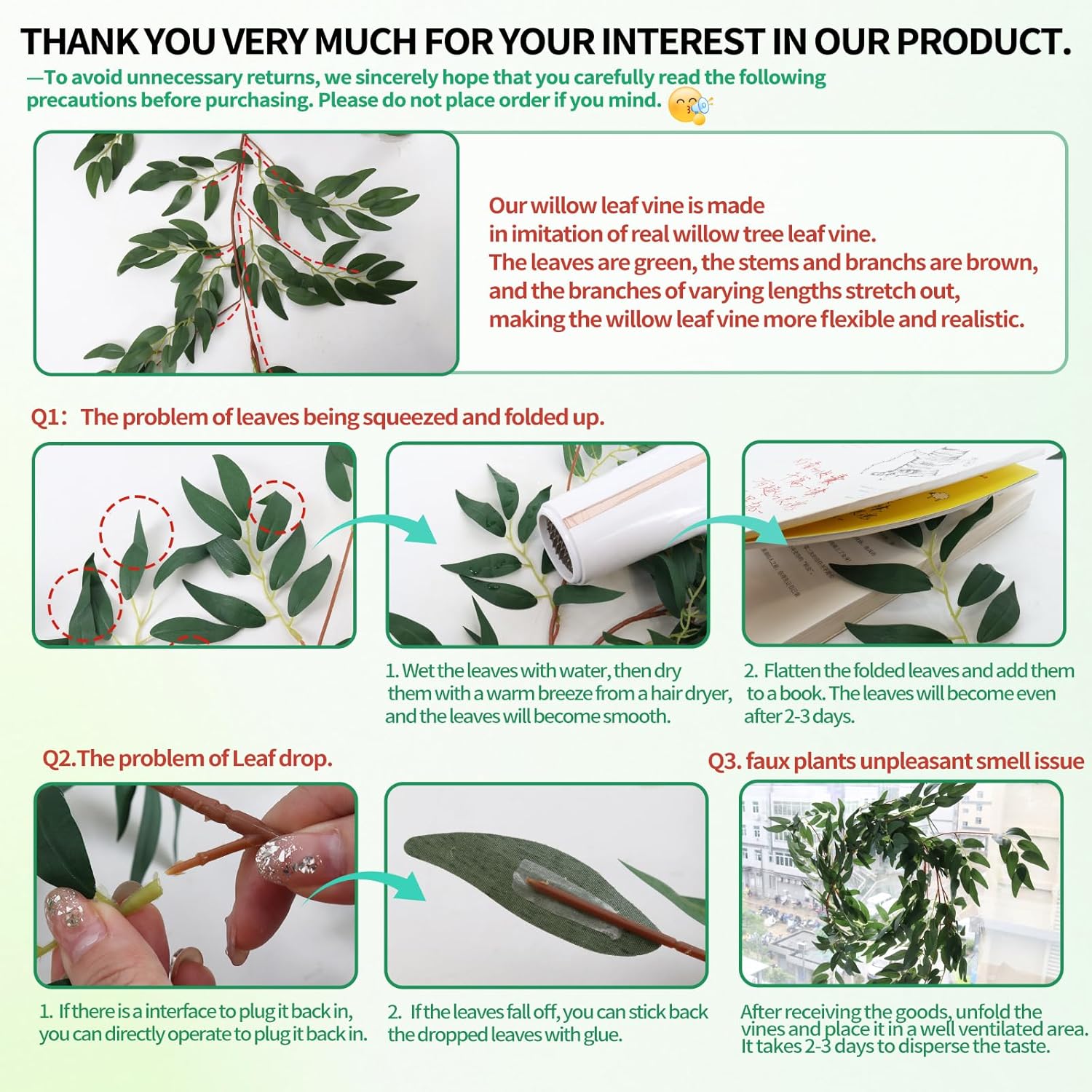 RECUTMS Artificial Willow Leaves Vine Twigs 2Pcs 5.7Ft Fake Hanging Ivy Plants Silk Green Leaf Rattan Garland Greenery Decor for Indoor Outdoor Home Wedding Arch Jungle Beach Birthday Party Garden-VerdiqueGarden