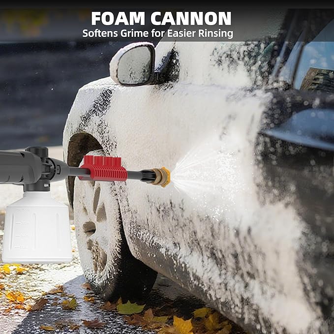 Electric Pressure Washer, 2.5 Max GPM Power Washer with Foam Cannon, Powerwasher with 4 Nozzles, High Pressure Washer for Cars, Driveways, Patios, Decks-VerdiqueGarden