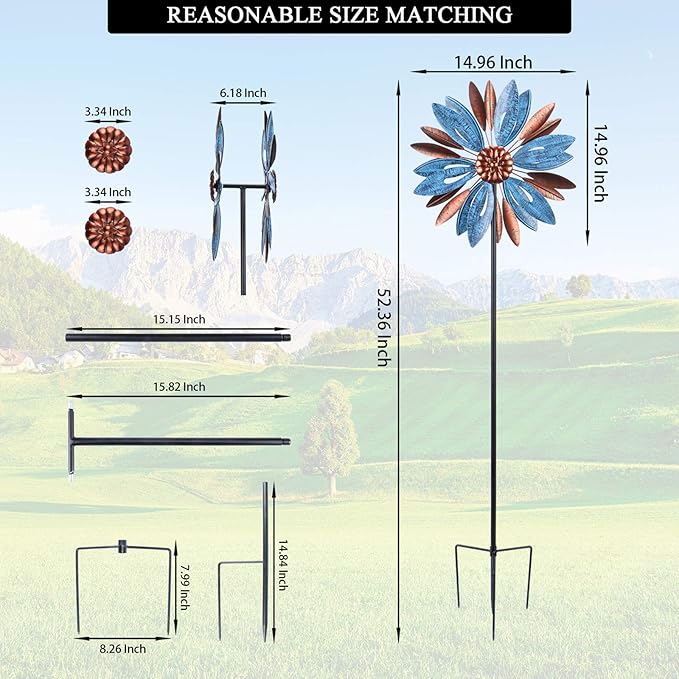 WONDER GARDEN Wind Spinner, Premium Kinetic Wind Sculpture Spinners Metal Windmill for Outdoor Yard Patio Lawn & Garden Decor-VerdiqueGarden