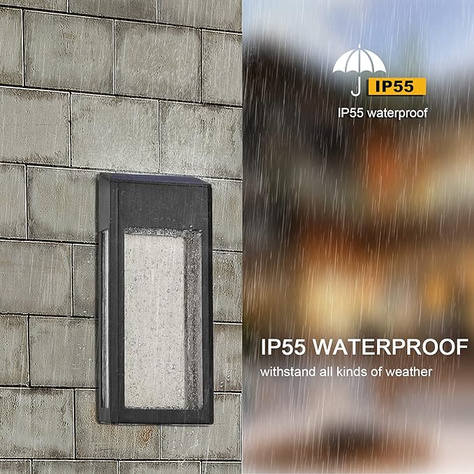 GOODFOEVER 4 Pack Solar Fence Lights Solar Post Accent Light/Wall Light for Outdoor, Yard, Fence, Porch and Garage, Body in Aluminum and Glass Waterproof-VerdiqueGarden