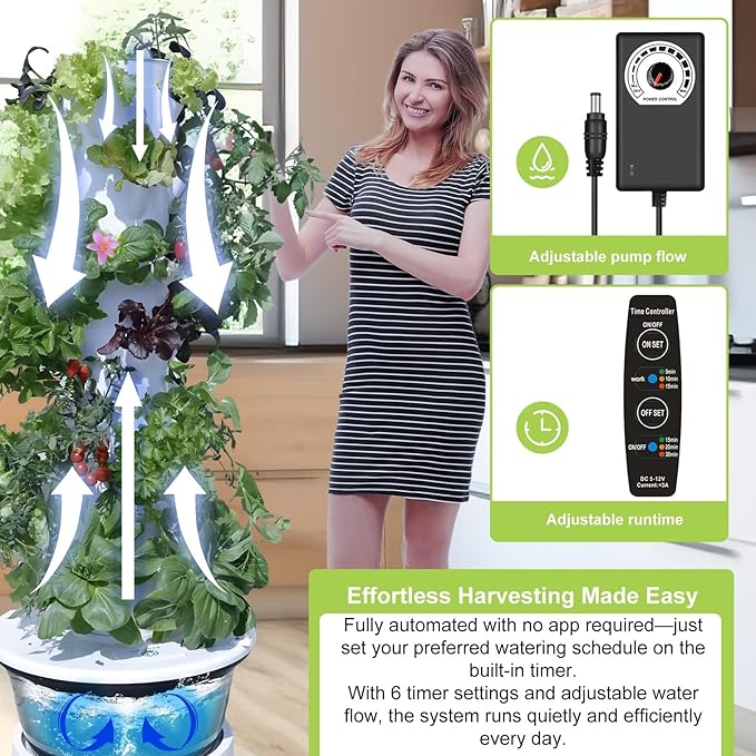 Hydroponic Growing System Kit,Indoor&Outdoor Vertical Hydroponic Growing Garden for Leafy Greens & Herbs, 28 Plant Sites with Climbing Trellis, Energy-Efficient Kit-VerdiqueGarden