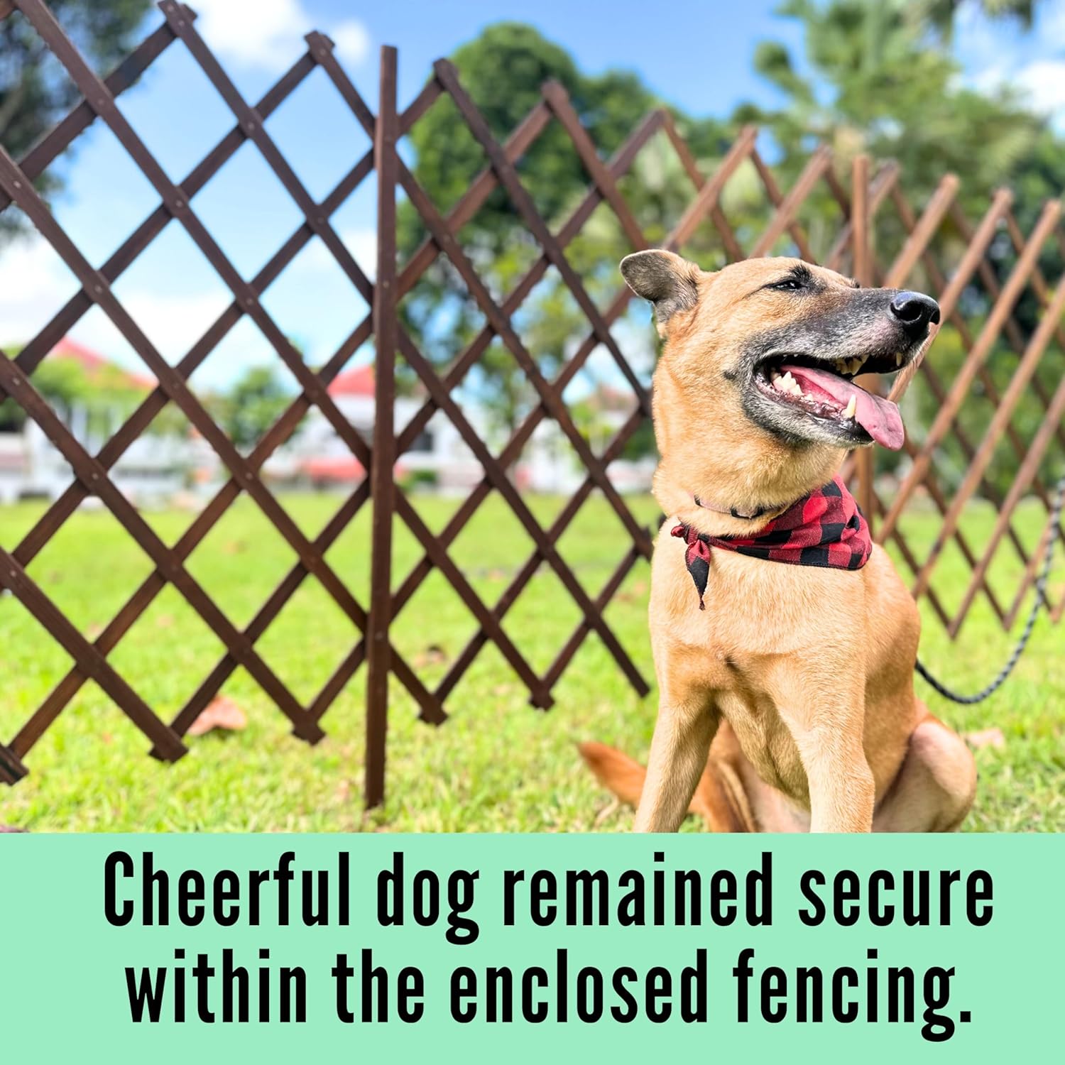 ShopLaLa Garden Fence (2 Pack, Total 12ft (L)) Wooden Lattice Panels for Outside Flower Edging Landscape Patio Outdoor Decor, Expandable Wood Plant Trellis Fences and Gates, Animal Barrier for Dogs-VerdiqueGarden