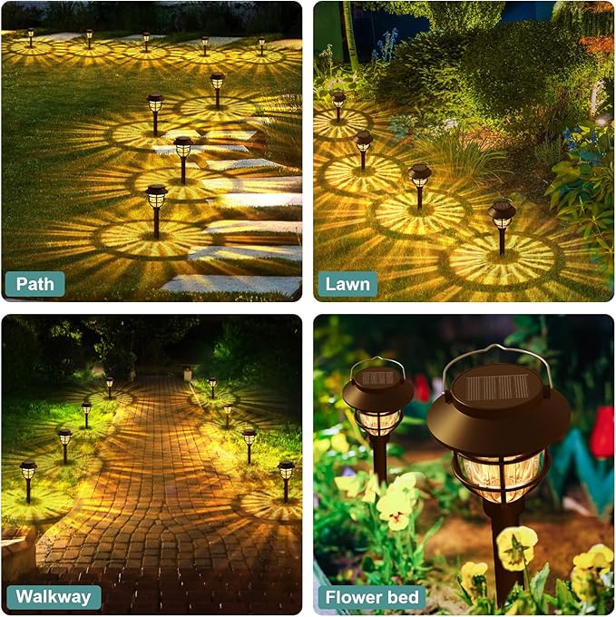 10 Pack Solar Pathway Lights Outdoor - Bright Solar Powered Garden Lights with 3000K Warm LED, Auto On/Off Waterproof Path Lights Decorative, Landscape Lighting for Yard Patio Walkway Driveway-VerdiqueGarden