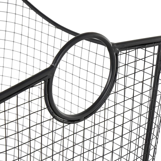 Deco 79 Metal Decorative and Functional Storage Basket Deep Basket Organizer with Round Handles, Basket for Storage 20" x 18" x 20", Black-VerdiqueGarden