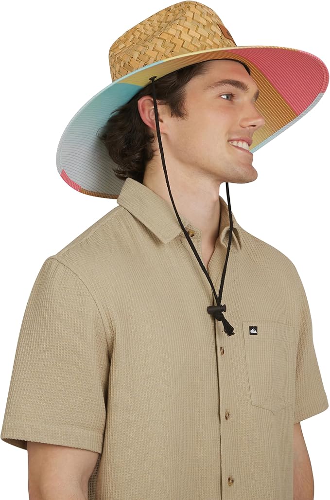 Quiksilver Men's Wide Brim Outdoor Lifeguard Straw Sun Hat-VerdiqueGarden