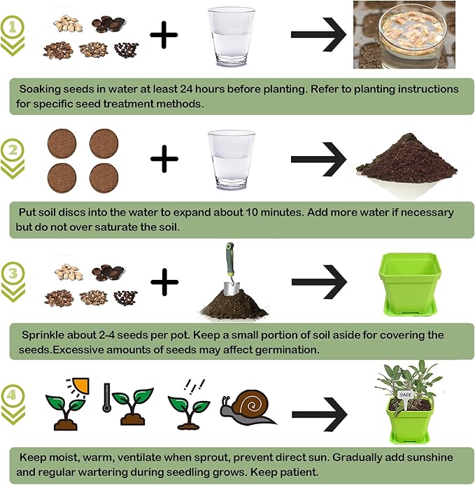 10 Herb Seeds Garden Starter Grow Kit with Green Pots, Markers, Nutritional Soil, Watering, Herb Clipper, Complete Indoor Potted Plant Growing Set for Kitchen DIY-VerdiqueGarden