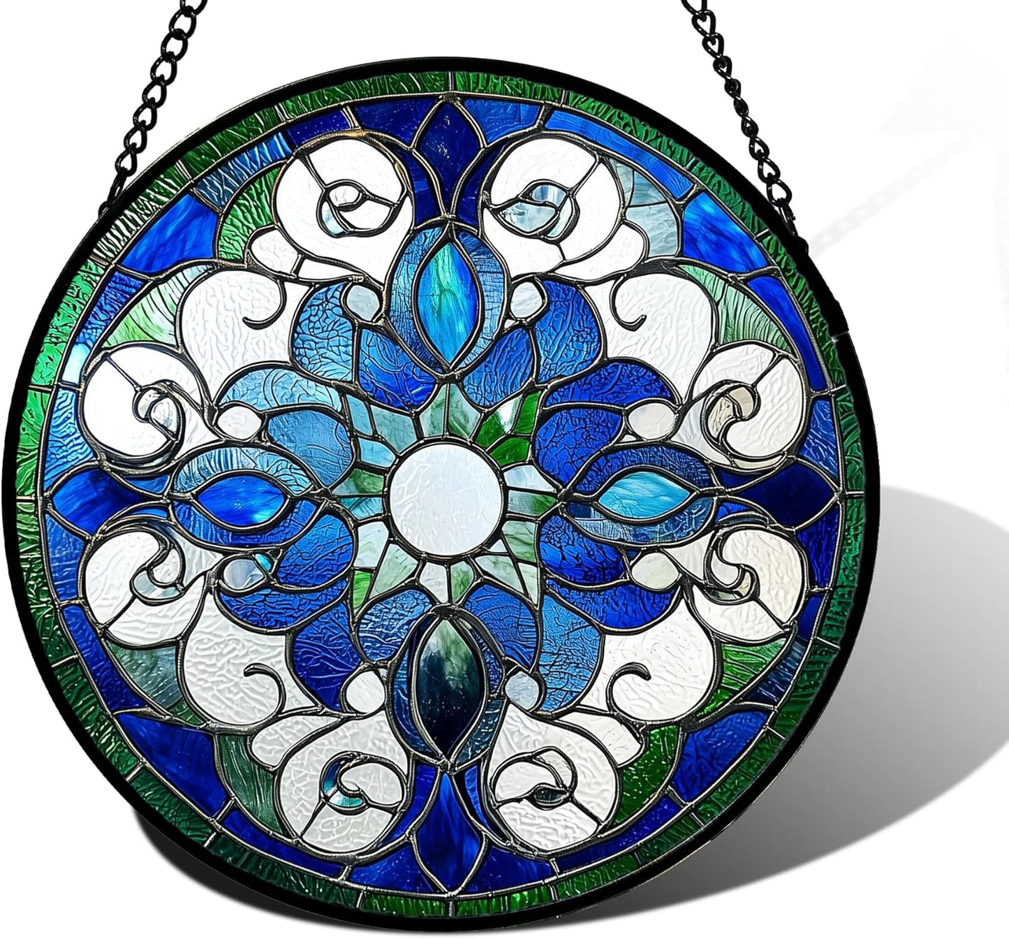 Stained Glass Window Hanging, Boho Style Sun Catchers Diamond Glass Panel Hangings Tiffany Suncatcher Decor for Birthday for Women, Men, Wife, Aunt, and Mom 9.8 in-VerdiqueGarden