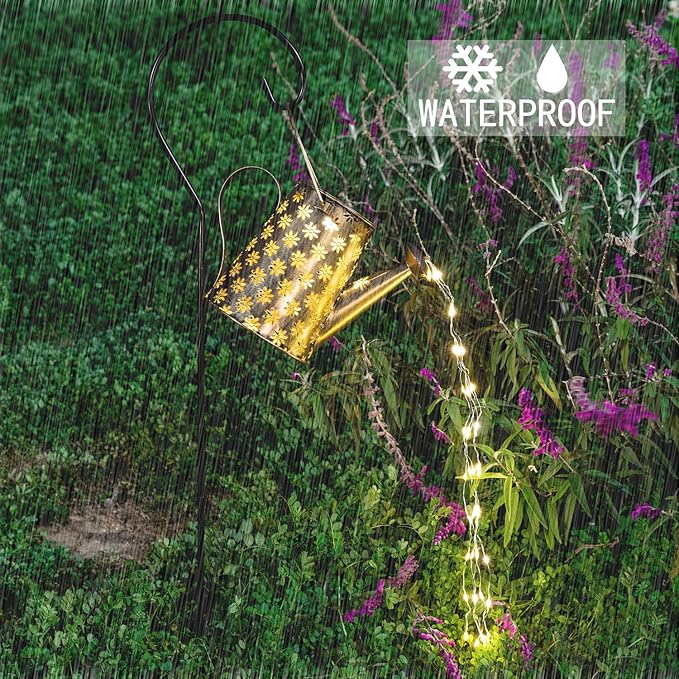 Garden Decor Solar Lights Outdoor Large Hanging Waterproof Watering Can Landscape Lights Outside Decorations for Yard Front Porch Patio Backyard Gardening Gift for Mom Grandma Women Birthday-VerdiqueGarden