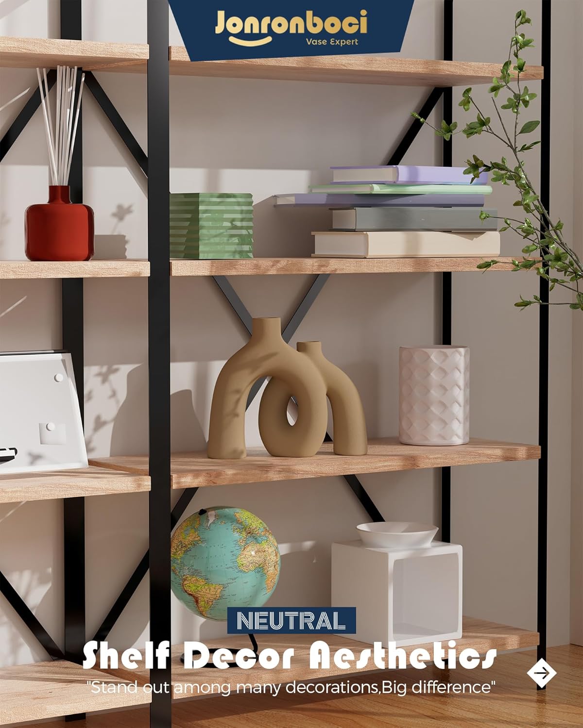 Hug Donut Decorative Vase Set - Tan Modern Rustic Farmhouse Style Vases Home Decor,Matte Ceramic Decorations for Living Room Shelf, Bookshelf Mantle Entryway Table Centerpiece or Console Décor(Brown)-VerdiqueGarden