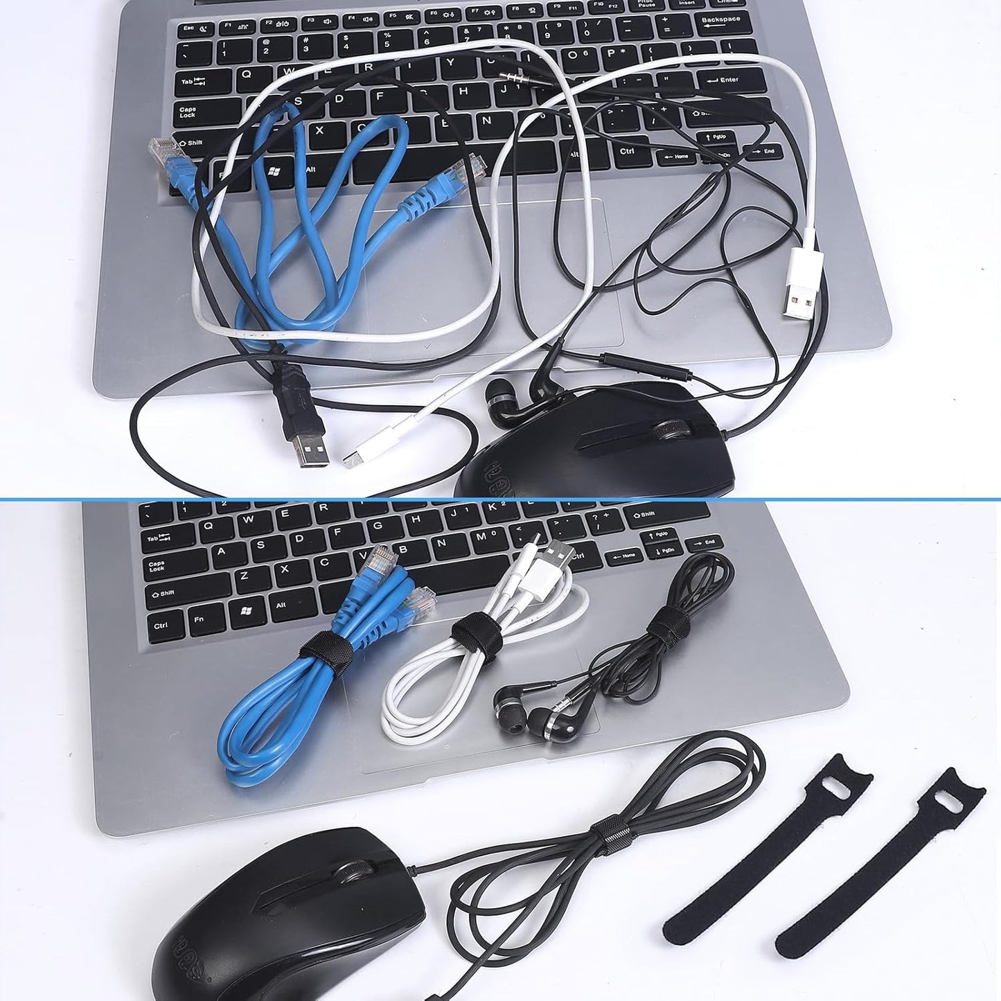 200PCS Reusable Cable Ties Wire Ties Cord Organizer Cable Organizer Adjustable Cable Management Black 4+6+8+10 inch-VerdiqueGarden
