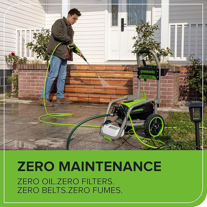 Greenworks Pro Brushless 3000 PSI (CSA Certified) 2.0 GPM Max / 1.1 GPM Electric Pressure Washer (Foldable Handles, Rugged Steel Frame, 25 FT Hose, 35 FT GFCI Power Cord)-VerdiqueGarden