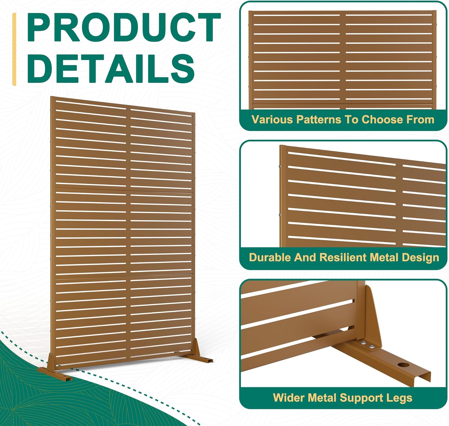 72" H×47" W Metal Privacy Screen Outdoor Privacy Screen Freestanding, Freestanding Decorative Privacy Screen for Balcony Yard&Garden(Consists of 3 Panels)-VerdiqueGarden