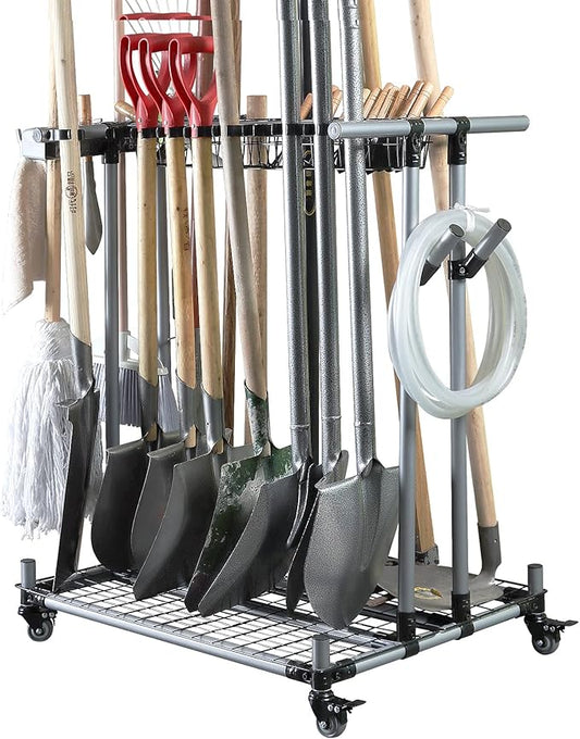 Heavy duty garden tool organizer garage storage holder storage large long farming tools lawn tool metal rack shovel and rake organizer-VerdiqueGarden