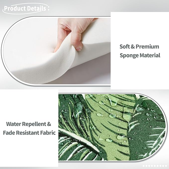 Indoor/Outdoor Chair Cushions 16x17 Inch, Patio Chair Cushions with Ties, All Weather Seat Cushions for Patio Furniture Home Garden Chair Use, Set of 4, Swaying Palms Green-VerdiqueGarden