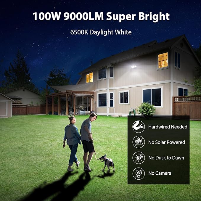 iMaihom 100W Motion Sensor LED Security Light, 9000LM Super Bright Flood Lights Outdoor, 6500K Exterior Floodlight, IP65 Waterproof, 3 Head Adjustable Motion Detector Light for Yard Garage (Brown)-VerdiqueGarden