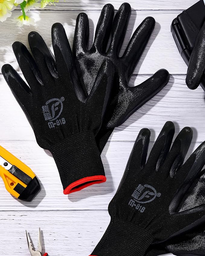 Nuogo 24 Pairs Gardening Gloves for Men Women Rubber Coated Landscaping Work Gloves Safety Work Construction-VerdiqueGarden