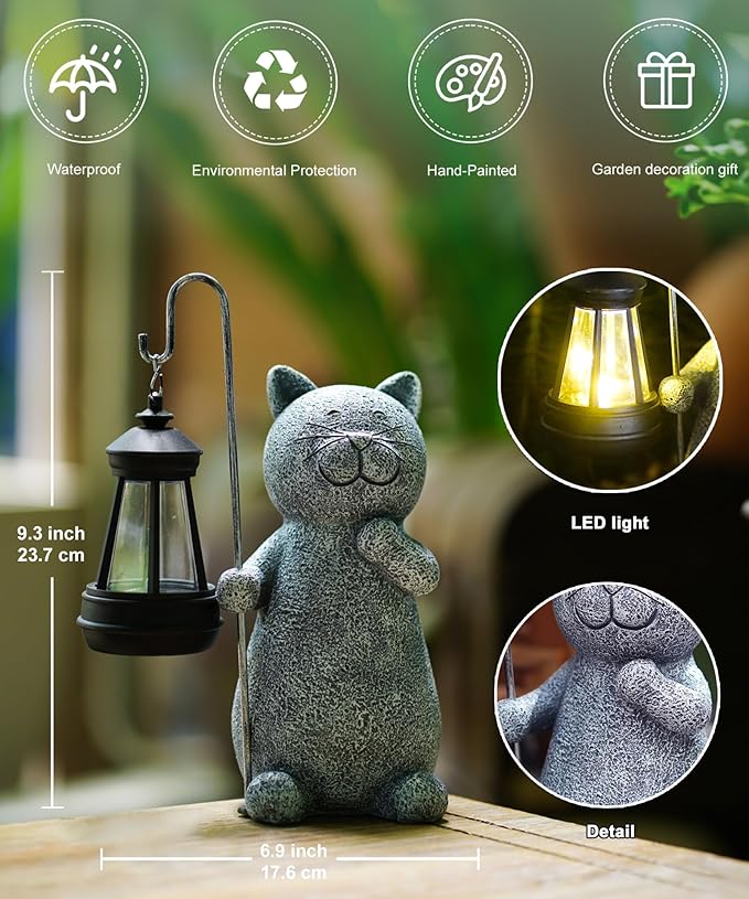 Solar Statue for Garden Decoration: Outdoor Sculpture for Yard Lawn Home House Balcony Patio - Unique Housewarming Gift for Lover Mom Women Grandma-VerdiqueGarden