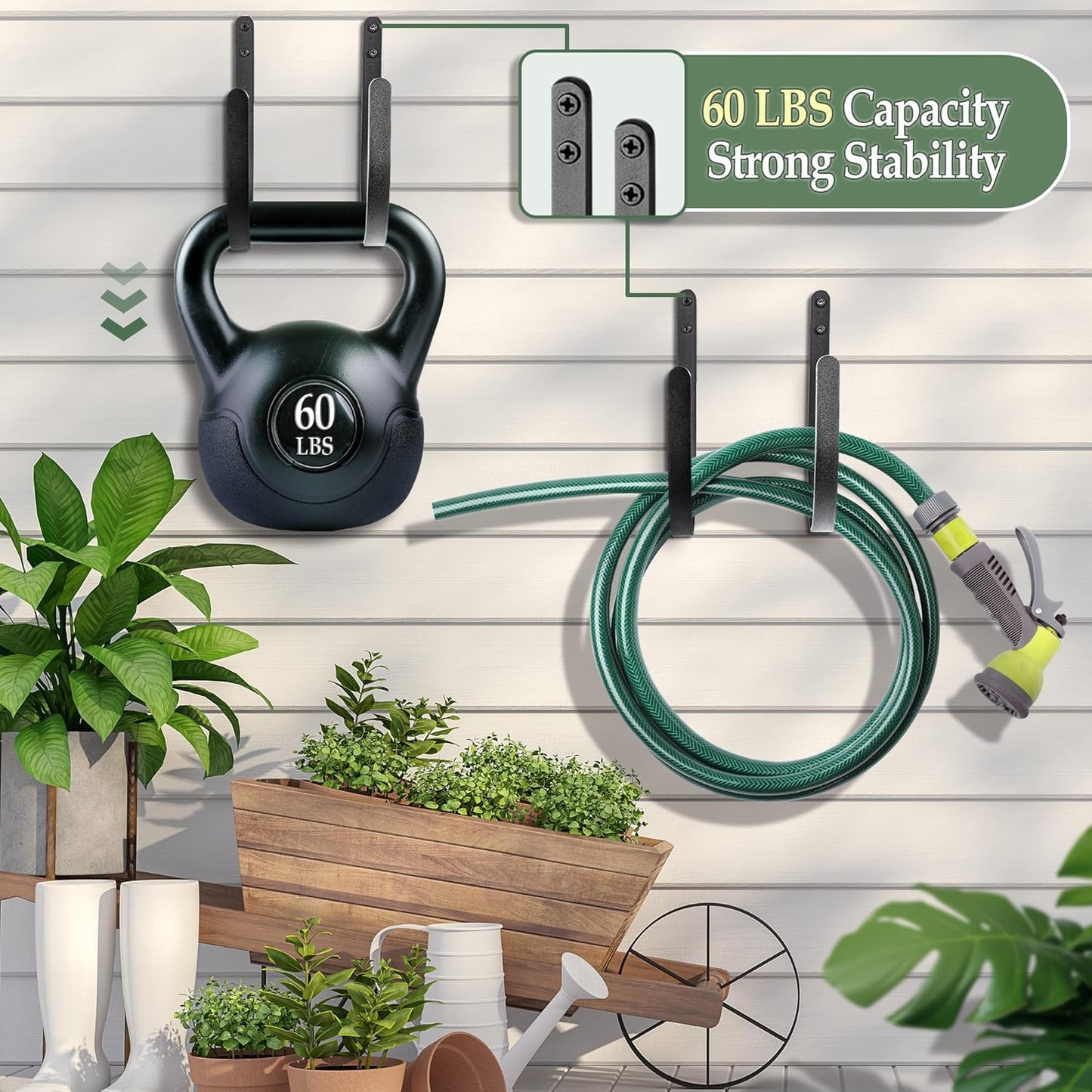 Hose Holders Wall Mount - Heavy-Duty Metal Garden Hose Hanger for Outside - Rust-Proof Hanging Hose Rack Hook Mount for Water Hose (4PCS)-VerdiqueGarden