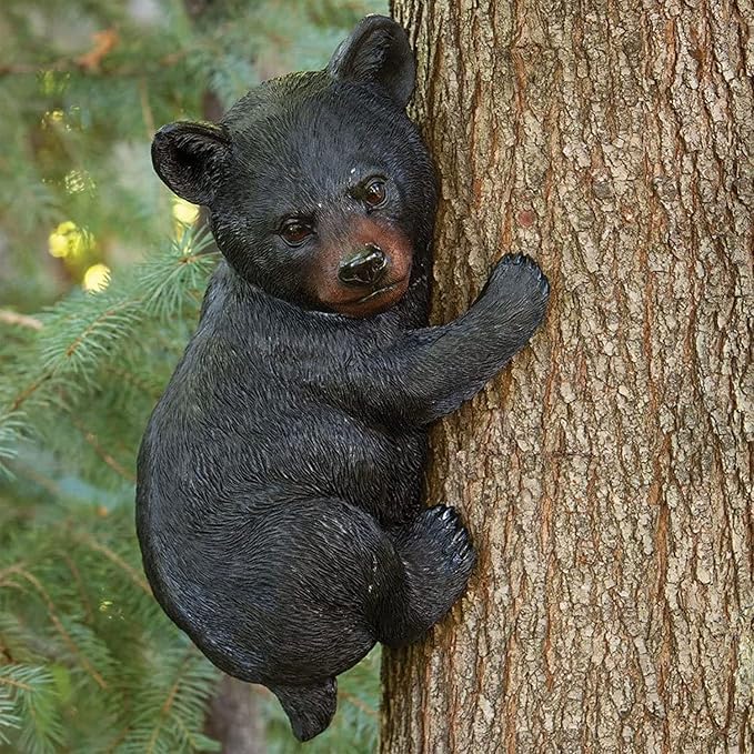 Bits and Pieces – Bear Cub Tree Hugger - Yard Decorations - Adorable Tree Sculpture - Outdoor Decoration - Garden Peeker Yard Art - 13-3/4" x 8"-VerdiqueGarden
