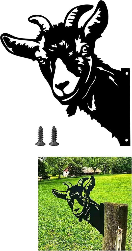 Peeping Goat Metal Art Farm Garden Decor Garden Fence Decoration Outdoor Decoration for Farmhouse,Yard,Lawn-VerdiqueGarden