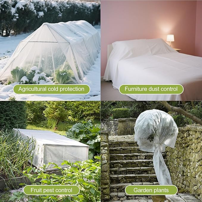 Plant Covers Freeze Protection, 10x33FT Reusable Thickened Winter Floating Row Covers, Frost Cloth Blanket Shade Cloth Garden Fabric Plant Cover for Raised Beds Vegetables Insect Winter Frost-VerdiqueGarden