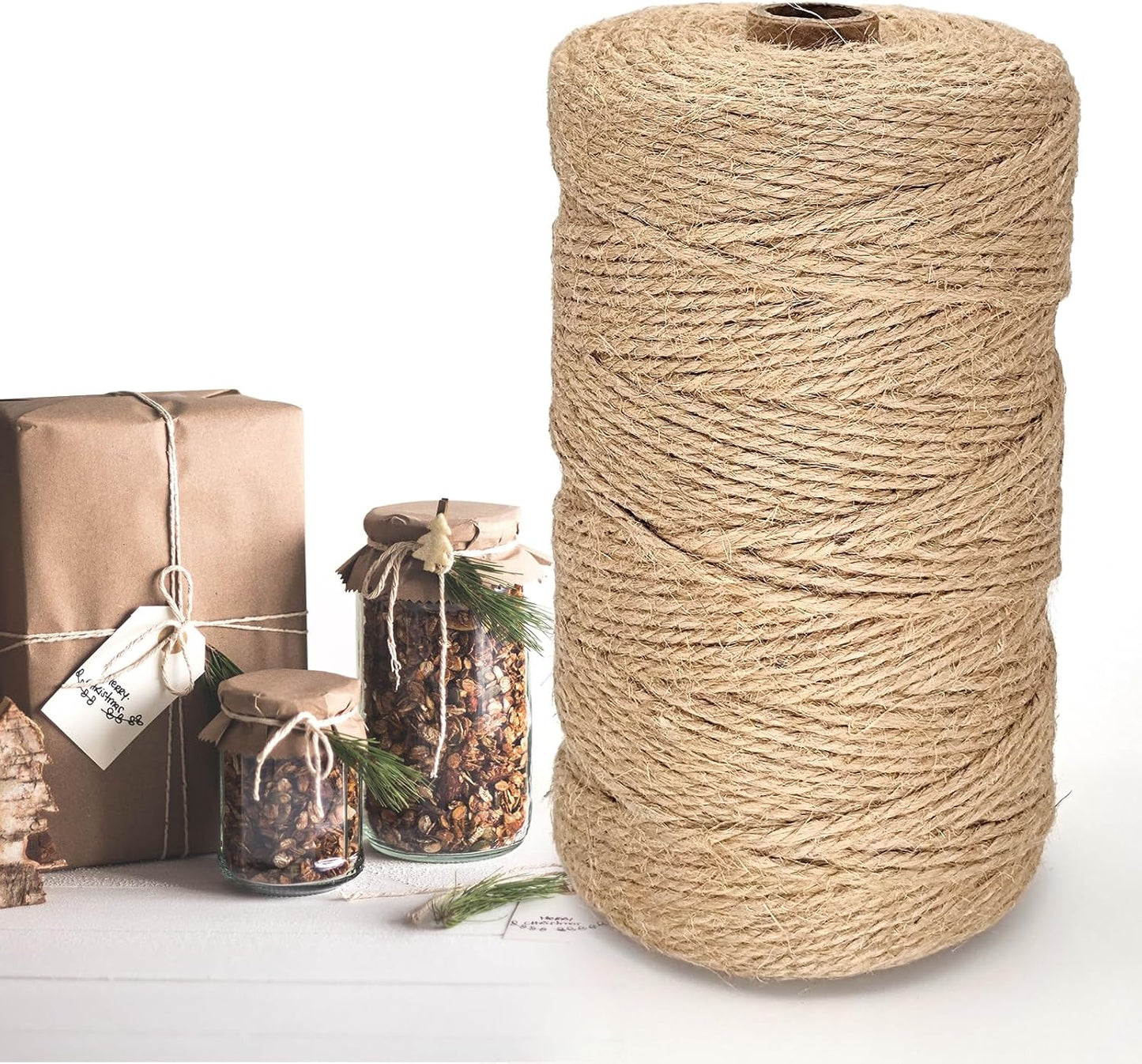 Twine String, 3mm 820FT Jute Rope for Handmade Arts Crafts Gift Wrapping, Burlap String for Gardening Climbing Plant, Hemp Cord for Halloween Christmas Wedding Decoration-VerdiqueGarden