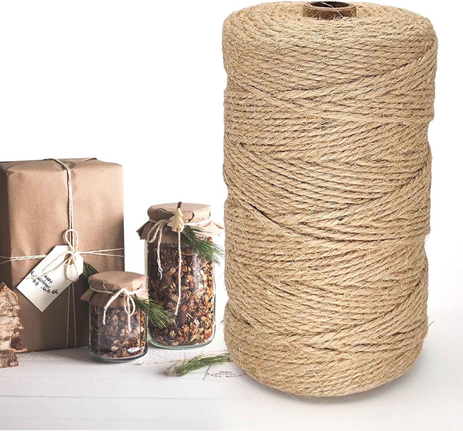 Twine String, 3mm 820FT Jute Rope for Handmade Arts Crafts Gift Wrapping, Burlap String for Gardening Climbing Plant, Hemp Cord for Halloween Christmas Wedding Decoration-VerdiqueGarden