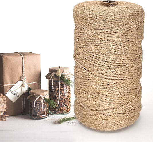 Twine String, 3mm 820FT Jute Rope for Handmade Arts Crafts Gift Wrapping, Burlap String for Gardening Climbing Plant, Hemp Cord for Halloween Christmas Wedding Decoration-VerdiqueGarden