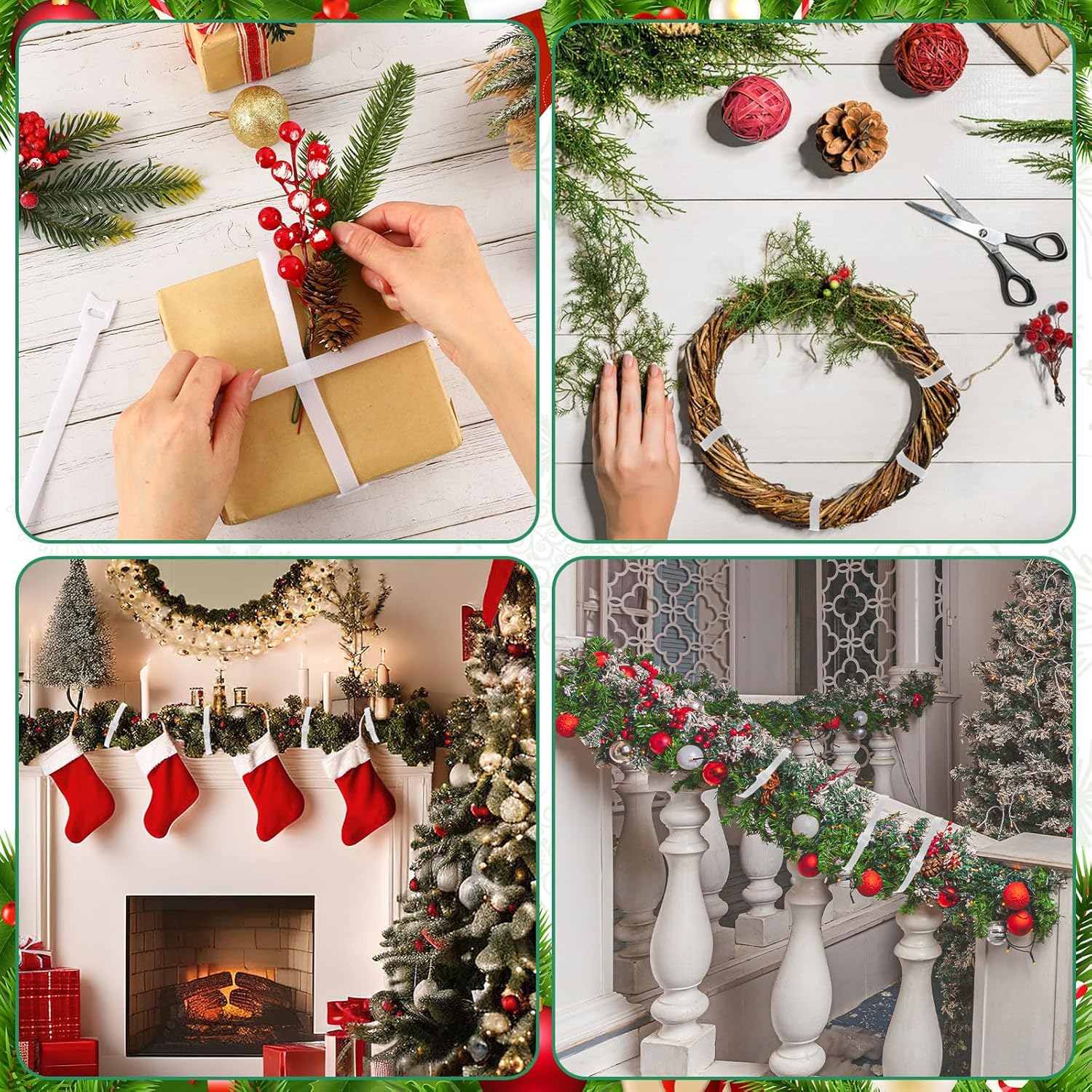 100 Pcs Christmas Garland Ties 12Inch Adjustable Holiday Garland Twist Ties for Holiday Christmas Halloween Tree Wreath Party Yard Wall Doorway Reusable Nylon Garden Cable Straps Decoration(White)-VerdiqueGarden