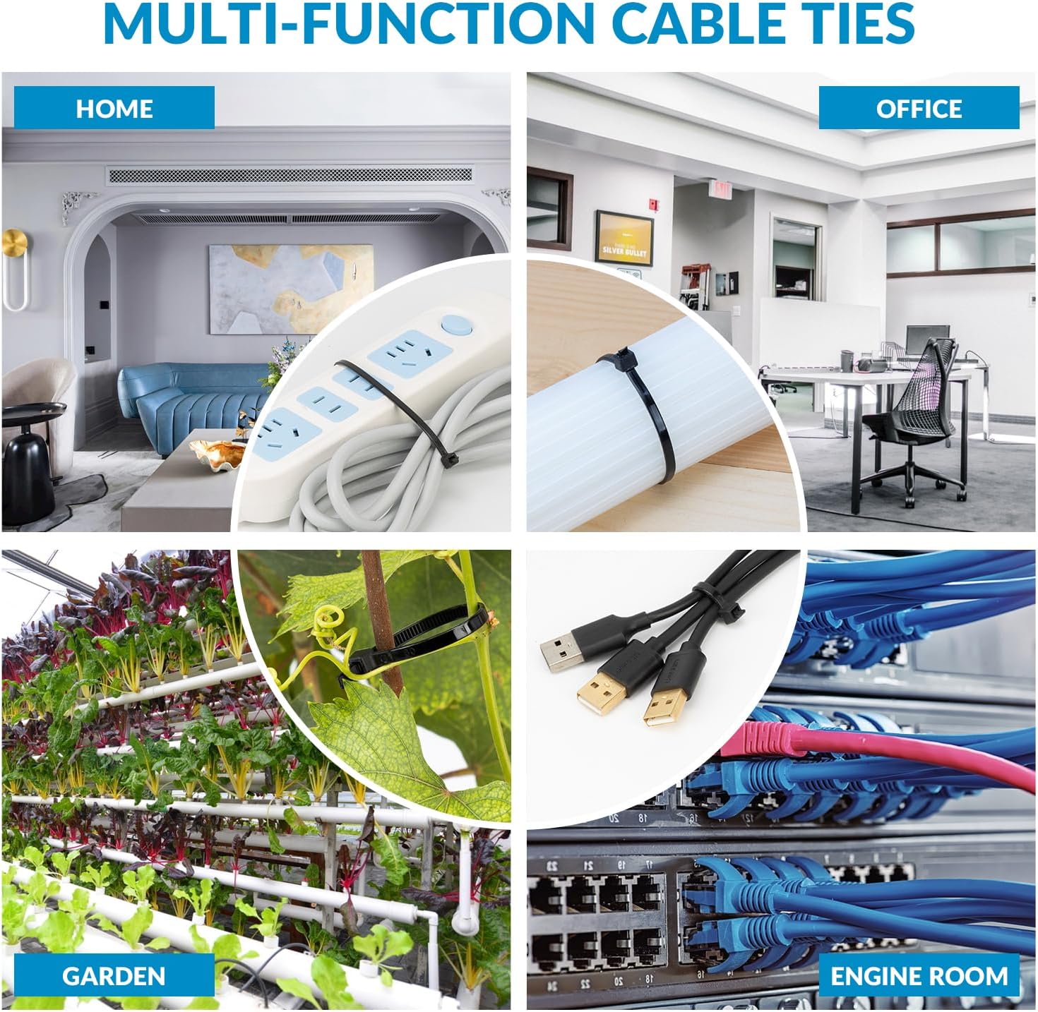 XINGO 14 Inch White Zip Ties 1200 PCS, 75 LBS Ultra Strong Tensile Strength, UV Resistant Cable Ties, Self-locking Plastic Ties for Indoor and Outdoor Use-VerdiqueGarden