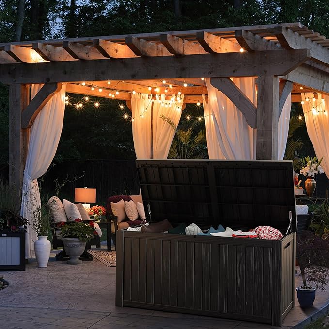 180 Gallon Outdoor Storage Box – Waterproof Deck Box for Garden & Patio,Black-VerdiqueGarden