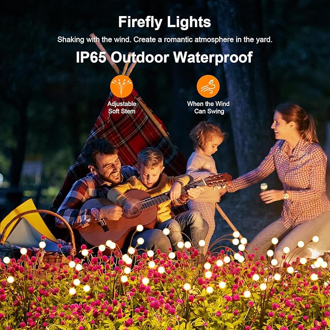 ASMAD Solar Lights Outdoor(12-Pack, 96 LEDs), Solar Garden Lights, Outdoor Decorations, Firefly Light for Patio Decor, Big Bulb, Unique Gifts for Women, Gifts for Grandma-VerdiqueGarden