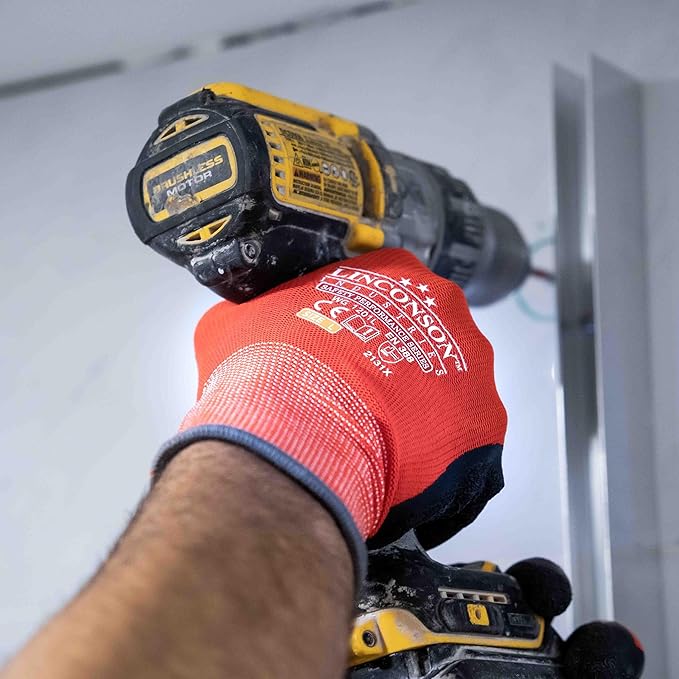 linconson 12 Pack Safety Performance Series Construction Mechanics Wrinkle Latex Work Gloves-VerdiqueGarden